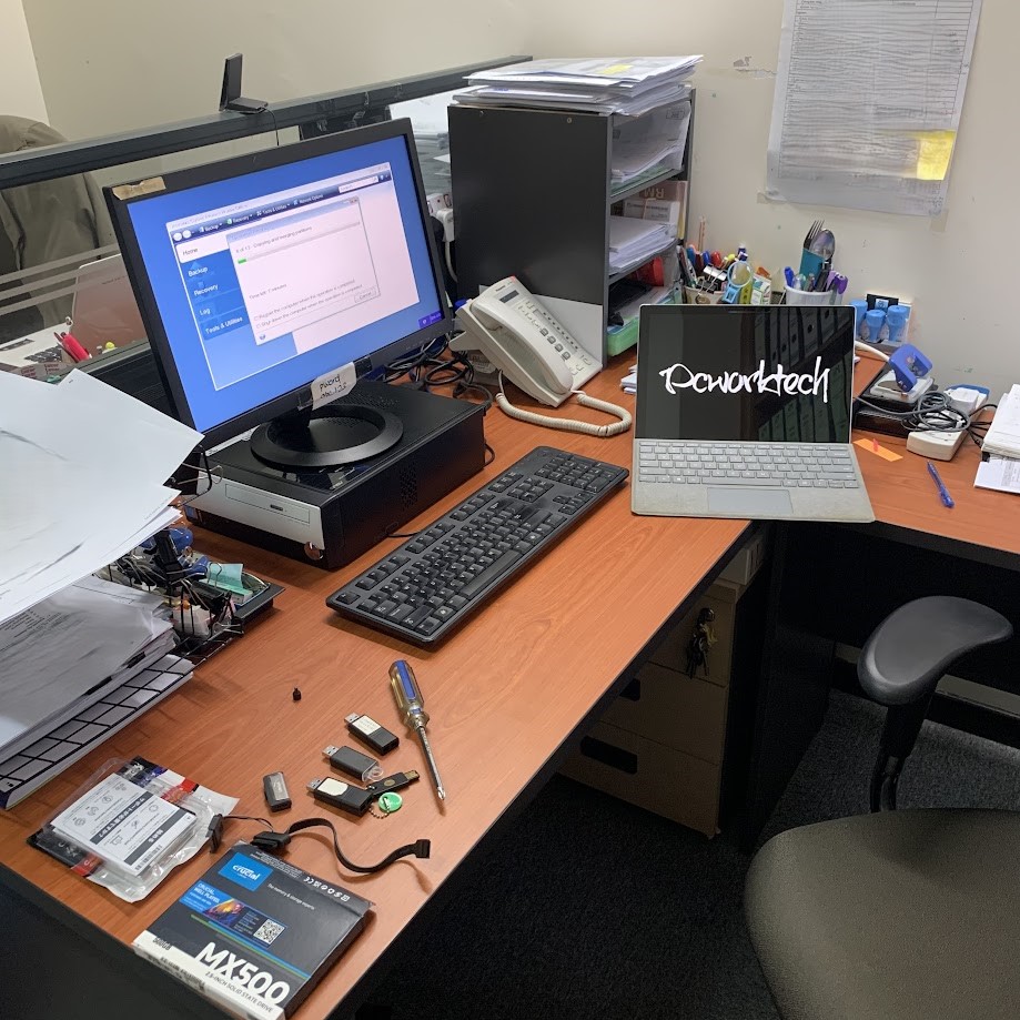 Office IT issues and messy workstation setup in Puchong before troubleshooting