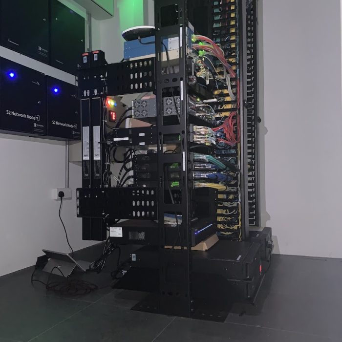 Server rack network setup for business IT infrastructure